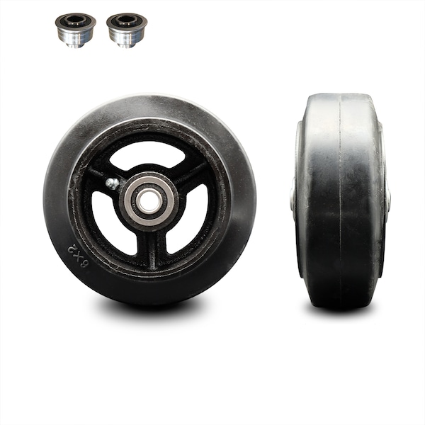 SCC -6" Rubber on Cast Iron Wheel Only w/Ball Bearing-1/2" Bore-500 lbs Capacity